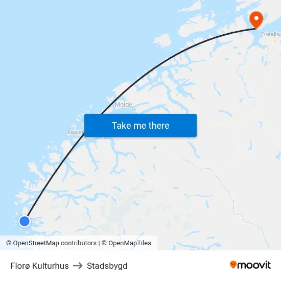 Florø Kulturhus to Stadsbygd map