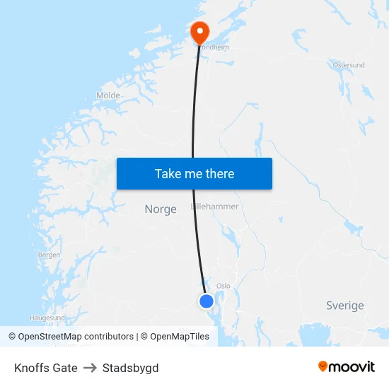Knoffs Gate to Stadsbygd map