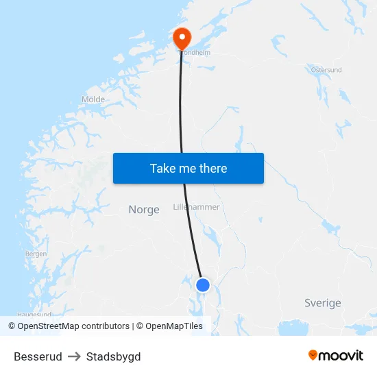 Besserud to Stadsbygd map