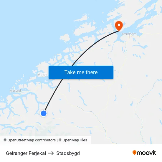 Geiranger Ferjekai to Stadsbygd map