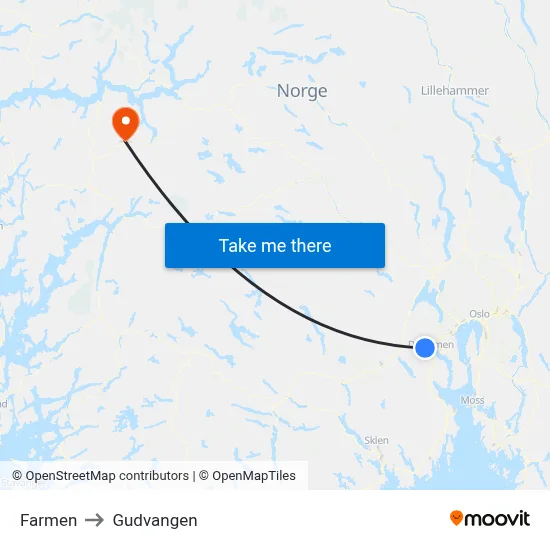 Farmen to Gudvangen map