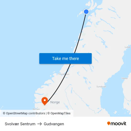 Svolvær Sentrum to Gudvangen map
