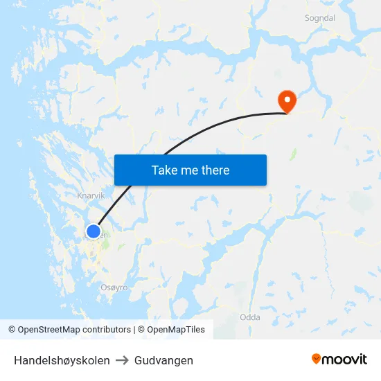 Handelshøyskolen to Gudvangen map