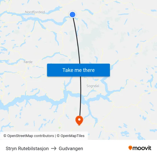 Stryn Rutebilstasjon to Gudvangen map
