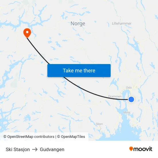 Ski Stasjon to Gudvangen map