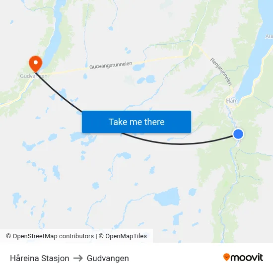 Håreina Stasjon to Gudvangen map