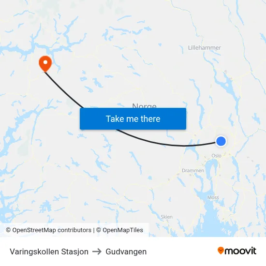 Varingskollen Stasjon to Gudvangen map