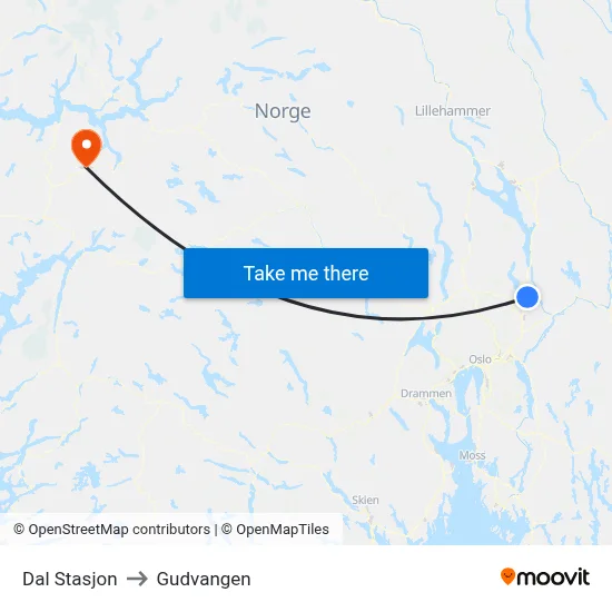 Dal Stasjon to Gudvangen map