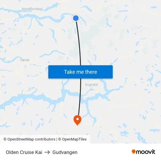 Olden Cruise Kai to Gudvangen map