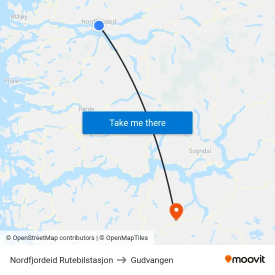 Nordfjordeid Rutebilstasjon to Gudvangen map