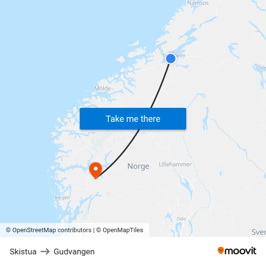 Skistua to Gudvangen map