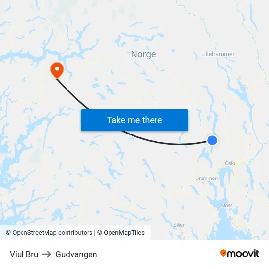 Viul Bru to Gudvangen map