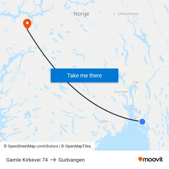 Gamle Kirkevei 74 to Gudvangen map