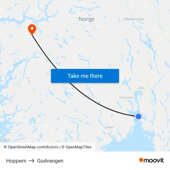 Hoppern to Gudvangen map