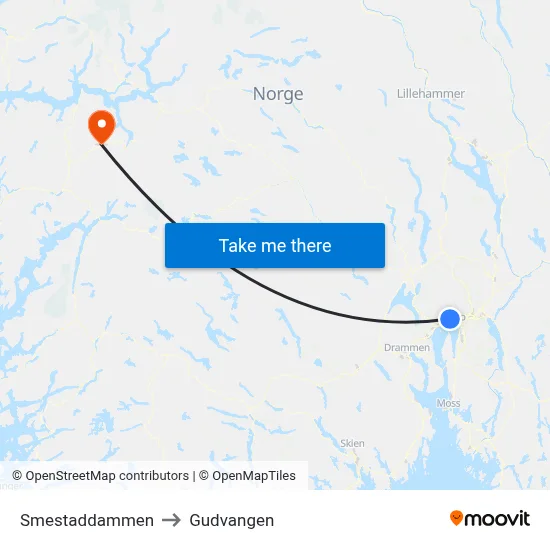 Smestaddammen to Gudvangen map