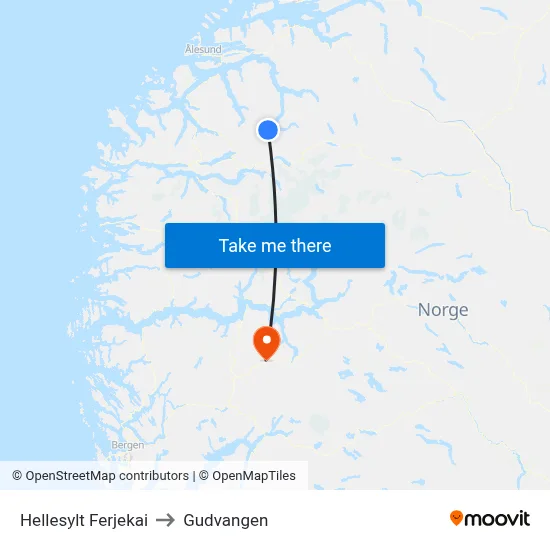 Hellesylt Ferjekai to Gudvangen map