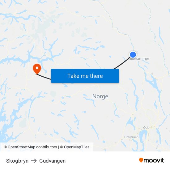 Skogbryn to Gudvangen map