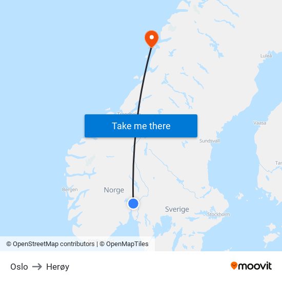 Oslo to Herøy map