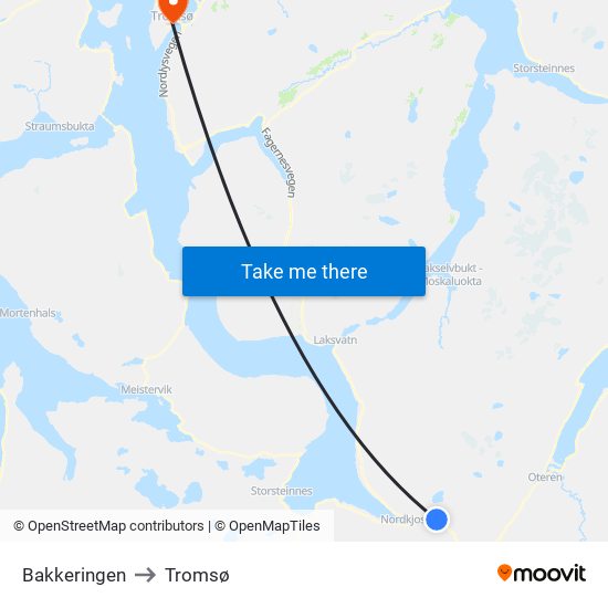 Bakkeringen to Tromsø map