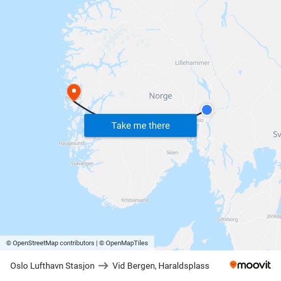 Oslo Lufthavn Stasjon to Vid Bergen, Haraldsplass map