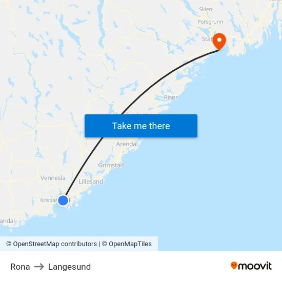 Rona to Langesund map
