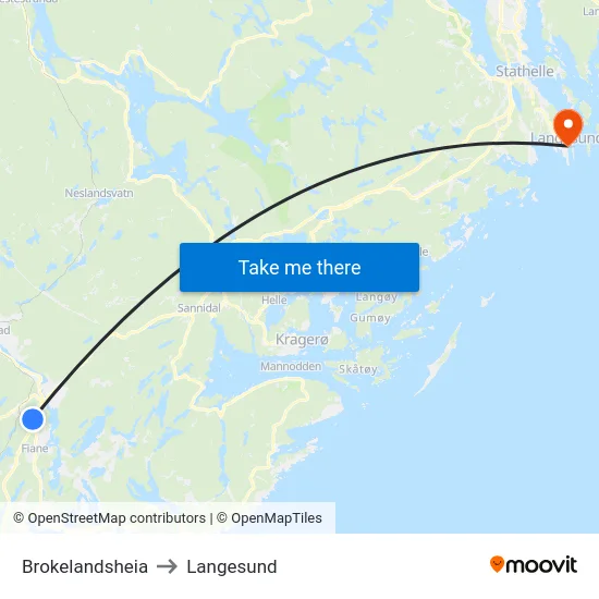 Brokelandsheia to Langesund map