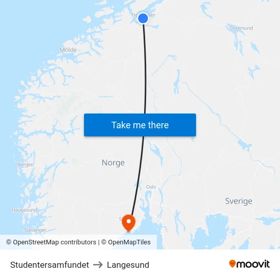 Studentersamfundet to Langesund map