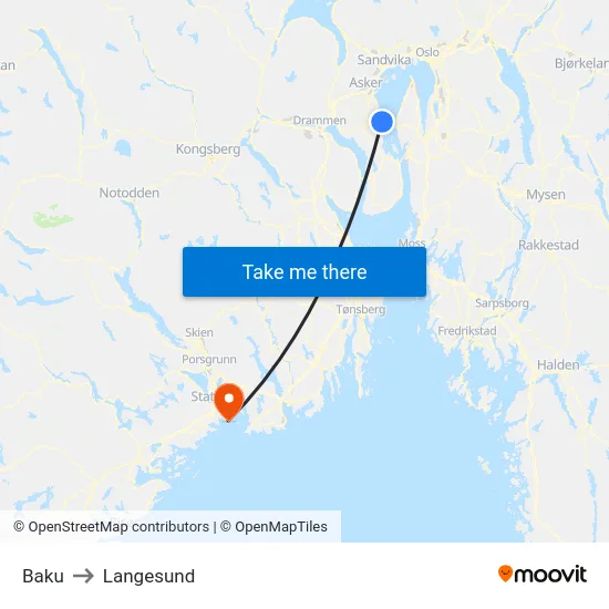 Baku to Langesund map