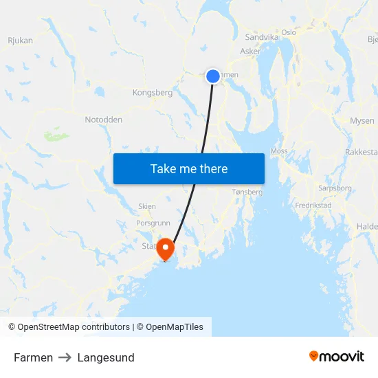 Farmen to Langesund map