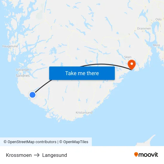 Krossmoen to Langesund map