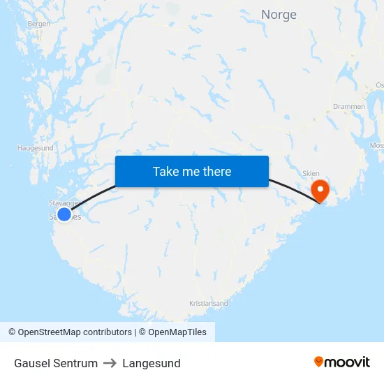 Gausel Sentrum to Langesund map