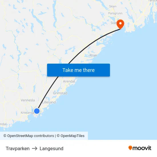 Travparken to Langesund map