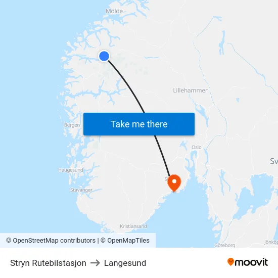 Stryn Rutebilstasjon to Langesund map