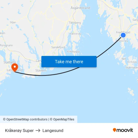 Kråkerøy Super to Langesund map