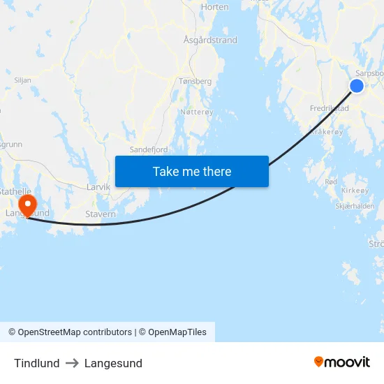 Tindlund to Langesund map
