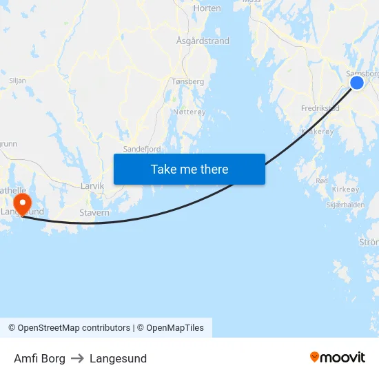 Amfi Borg to Langesund map