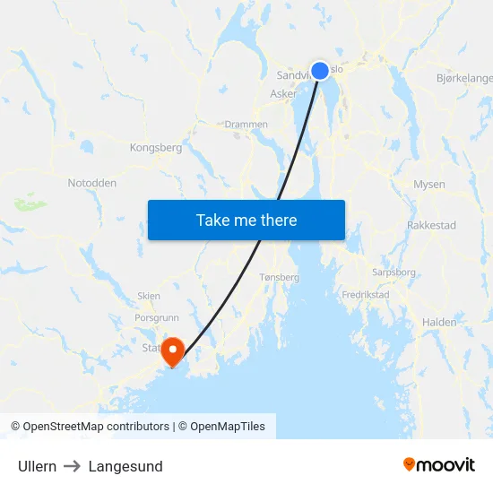 Ullern to Langesund map