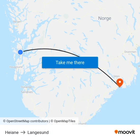 Heiane to Langesund map