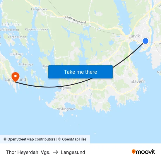 Thor Heyerdahl Vgs. to Langesund map
