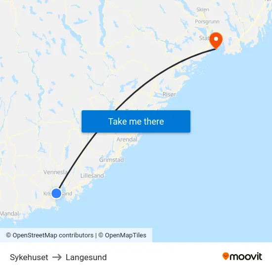 Sykehuset to Langesund map