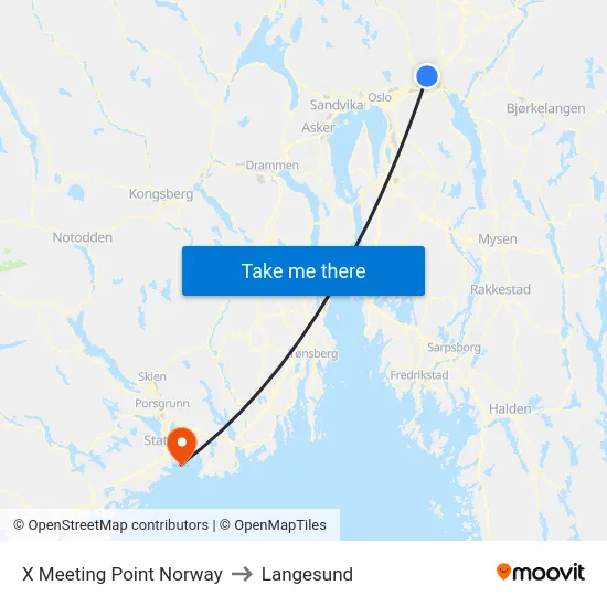 X Meeting Point Norway to Langesund map