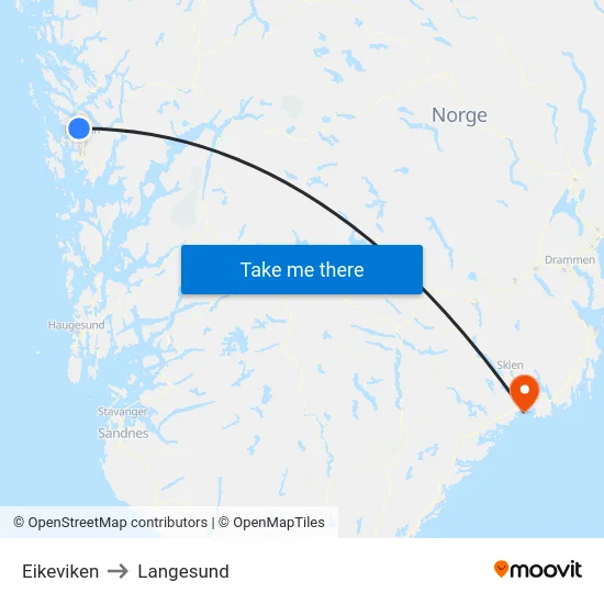 Eikeviken to Langesund map
