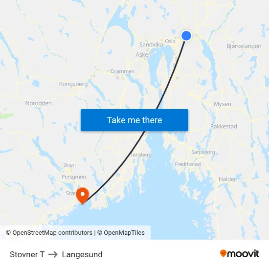Stovner T to Langesund map