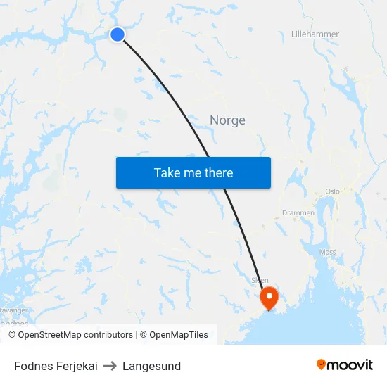 Fodnes Ferjekai to Langesund map