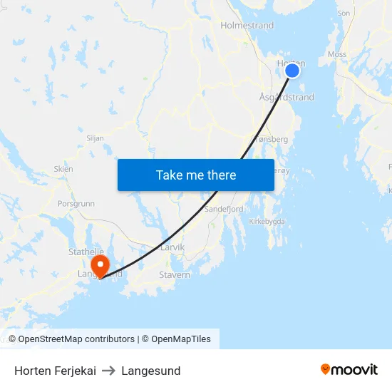 Horten Ferjekai to Langesund map