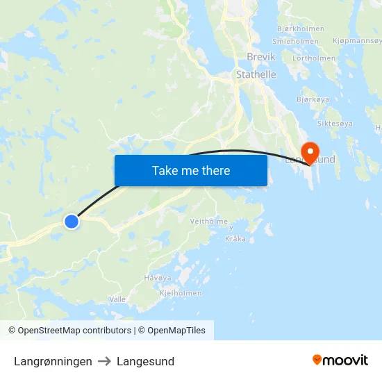 Langrønningen to Langesund map
