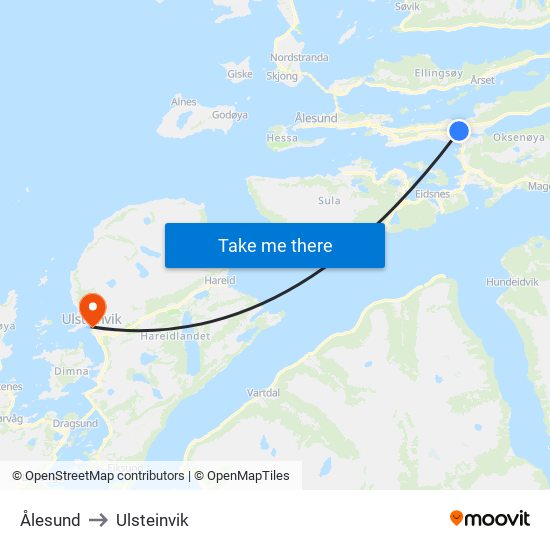 Ålesund to Ulsteinvik map