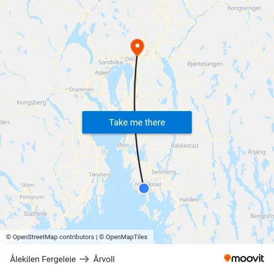 Ålekilen Fergeleie to Årvoll map