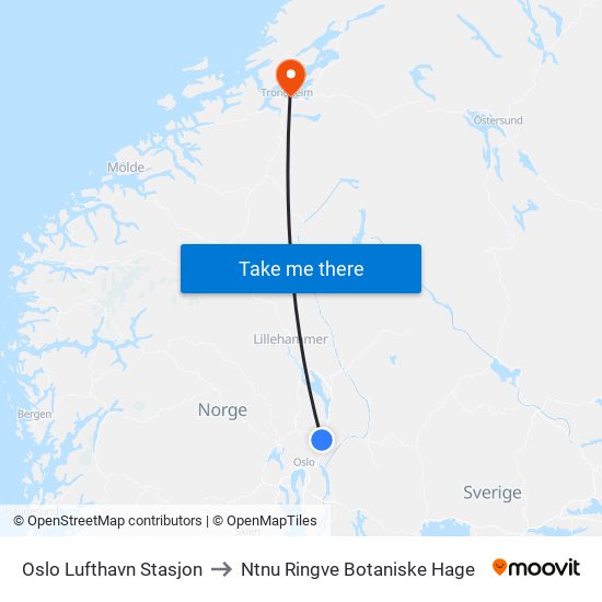 Oslo Lufthavn Stasjon to Ntnu Ringve Botaniske Hage map