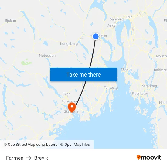 Farmen to Brevik map